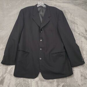 Biella Sport Coat Blazer Mens 42 R Black Pure Wool 4 Button Ventless Lined Dark